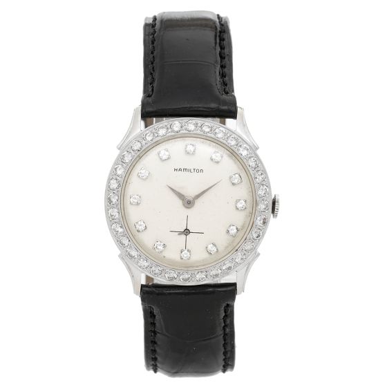 Vintage Hamilton 14K White Gold Diamond Watch