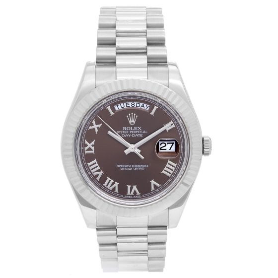 Rolex President Day-Date II Men's 18k White Gold Watch 218239