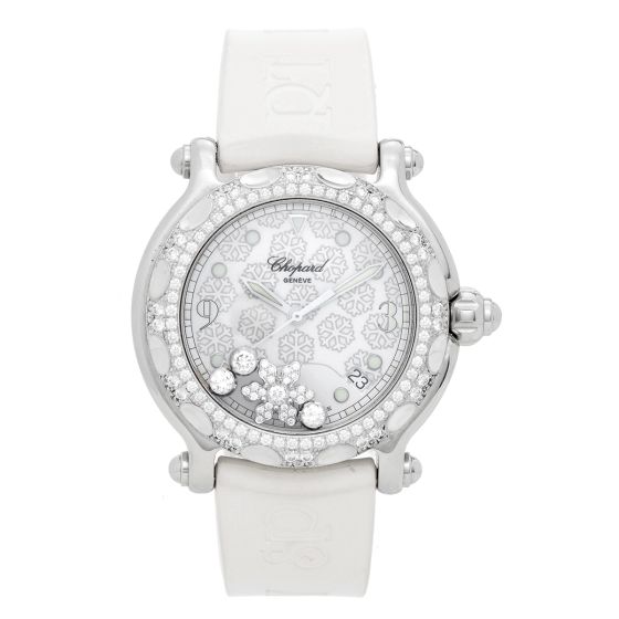 Chopard Happy Sport Snowflake Stainless Steel and White Gold Watch 28/8946 