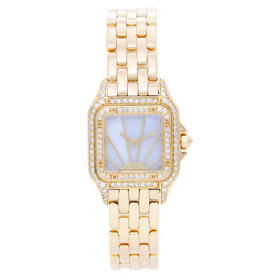 Cartier Panther Ladies 18k Yellow Gold Sunrise Dial Watch W25022B9