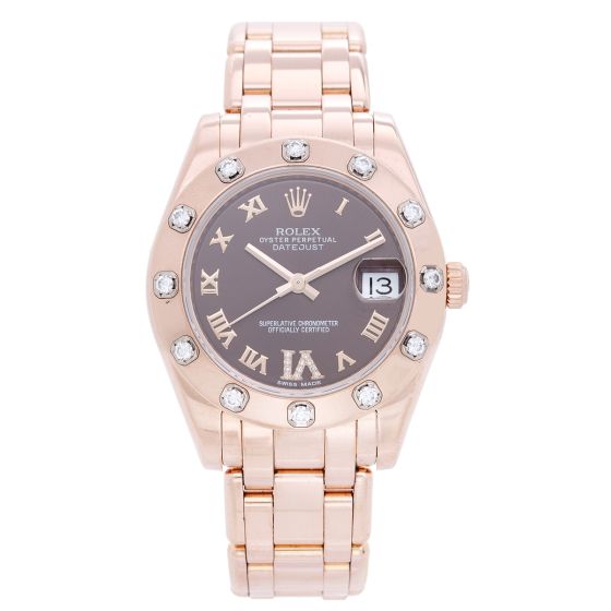 Rolex Midsize Masterpiece/Pearlmaster Rose Gold Diamond Watch 81315