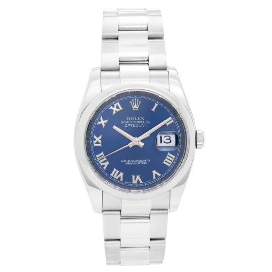 Rolex Datejust Stainless Steel Watch 116200 Blue Dial Men's 