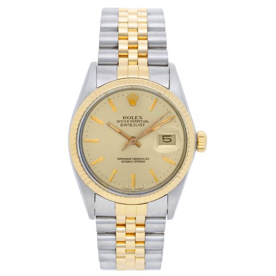 Men's Rolex Datejust 2-Tone Watch Champagne Dial  16013