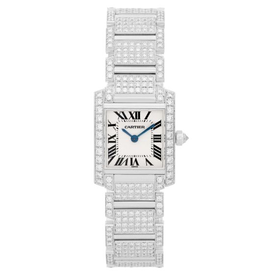 Cartier Ladies White Gold and Diamonds Tank Francaise WE1002SD
