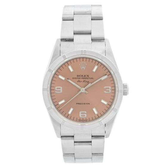 Rolex Air-King Men's Stainless Steel Watch 14010 Salmon Colored Dial