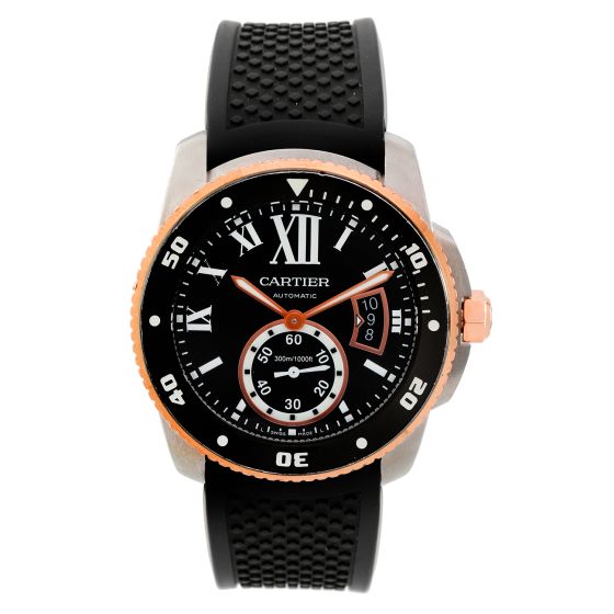 Calibre de Diver Cartier Men's 18K Rose Gold and Stainless Steel Watch 