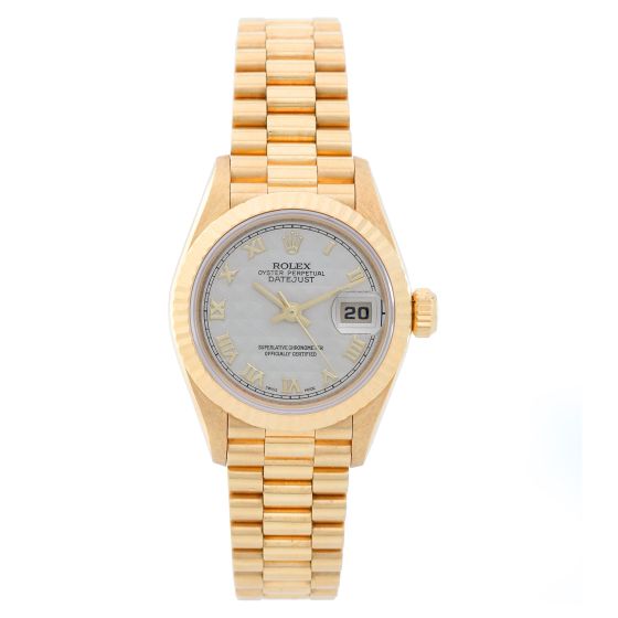 Rolex President Ladies 18k Yellow Gold Watch Ivory Dial 79178