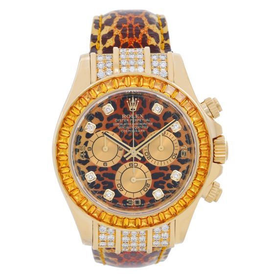 Men's Or Ladies Rolex Leopard Daytona Cosmograph Watch 116598 Saco
