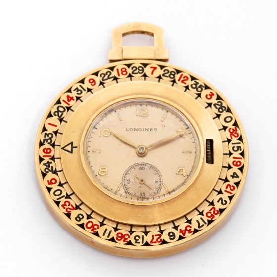 Collectible Longines 14K Yellow Gold Roulette Pocket Watch