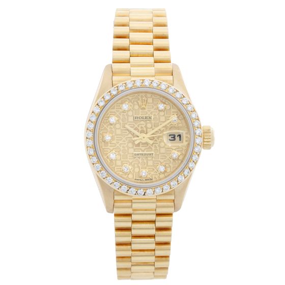 Ladies Rolex President 18k Gold Diamond Watch 79138
