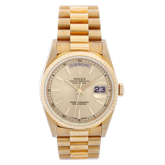 Men's Rolex President Day-Date 18k Yellow Gold Champagne Dial 18238
