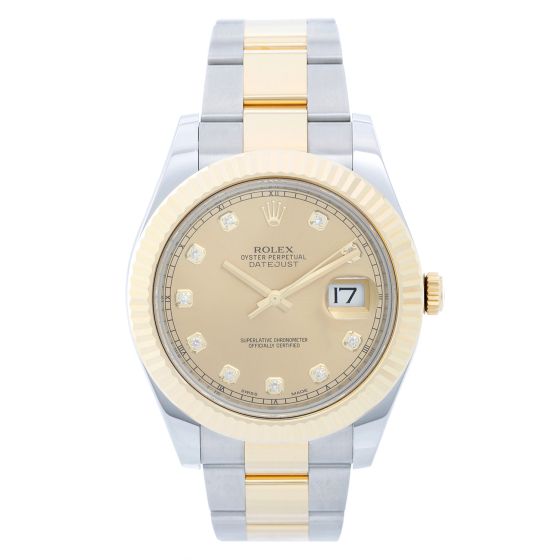 Rolex Datejust II Men's 2-Tone Steel Gold Watch Diamond Dial 116333
