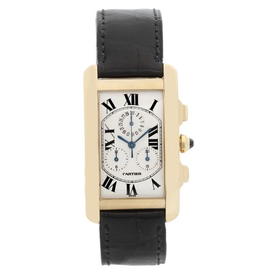 Cartier Tank Americaine Chronograph Men's 18k Gold Watch  W26011K2