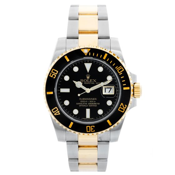 Rolex Submariner 2-Tone Steel & Gold Men's Diamond Dial Watch 116613 LB