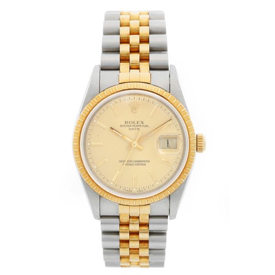 Men's Rolex Date 2-Tone  Stainless Steel & Gold Watch 15223