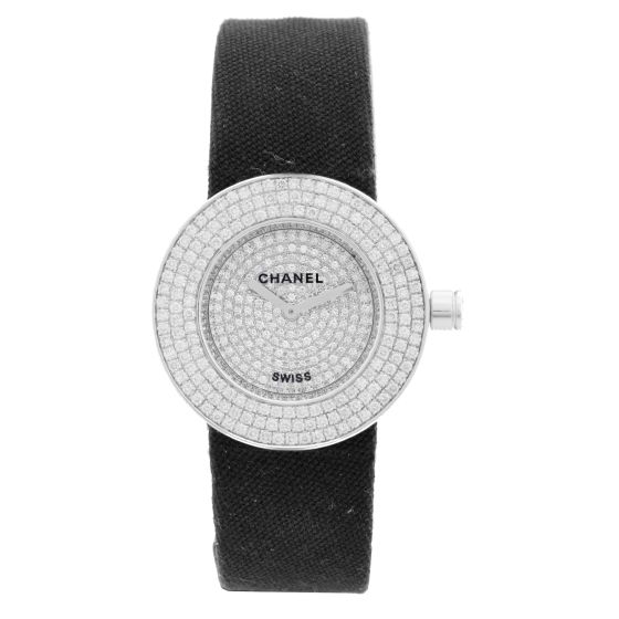 Chanel La Ronde  White Gold Pave Diamond Ladies Watch