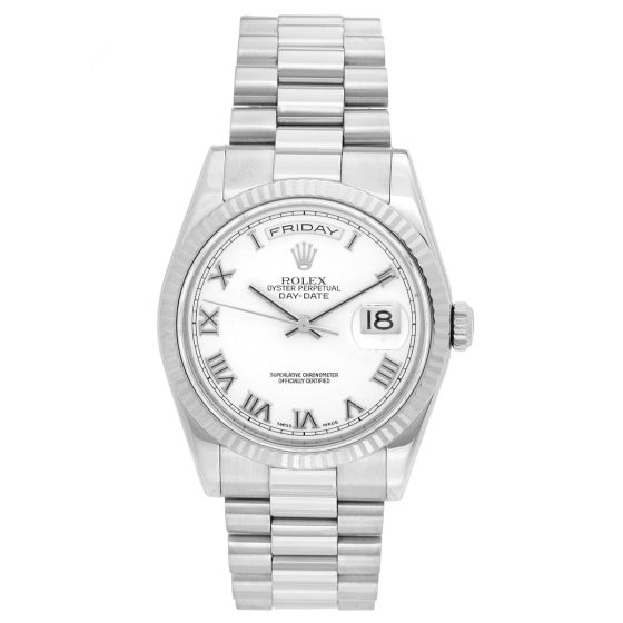 Rolex President Day-Date Men's 18k White Gold Watch 118239