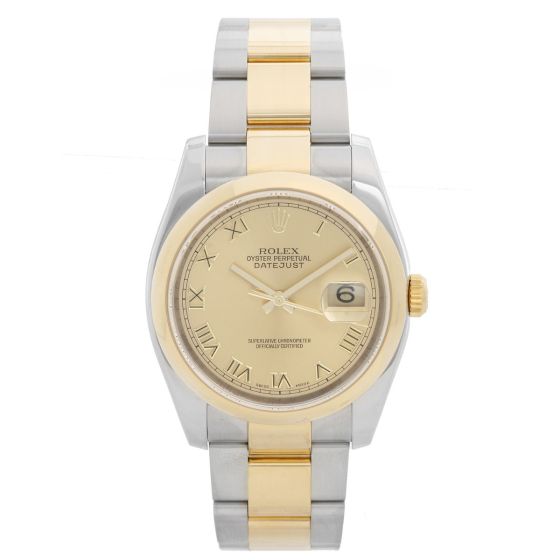 Rolex Datejust Men's 2-Tone Steel and Gold Roman Numerals Watch 116203
