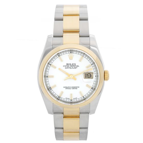 Rolex Datejust Men's 2-Tone Watch White Dial 116203