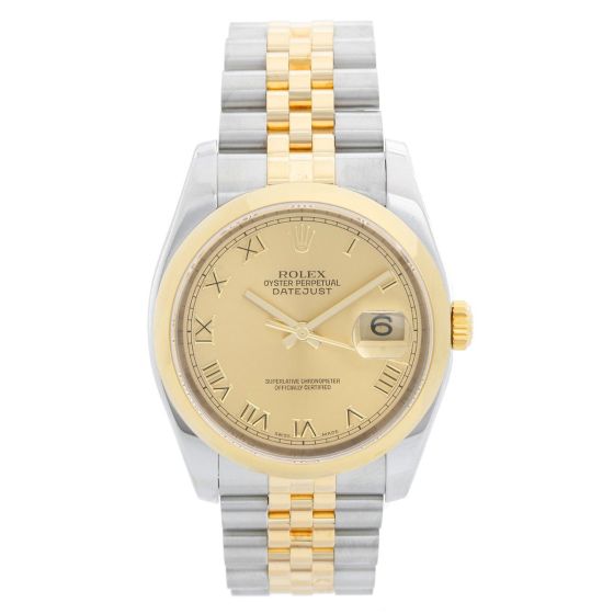 Rolex Datejust Men's 2-Tone Steel and Gold Roman Numerals Watch 116203