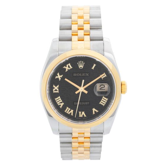 Rolex Datejust Men's 2-Tone Steel and Gold Black  Watch 116203
