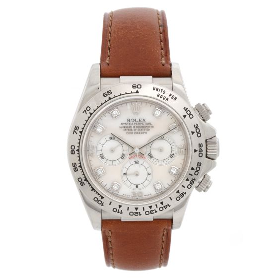 Rolex Cosmograph Daytona Men's White Gold Watch MOP Dial 16519