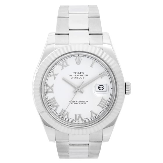 Rolex Datejust II Men's Stainless Steel  41mm Watch 116334 White Roman Dial