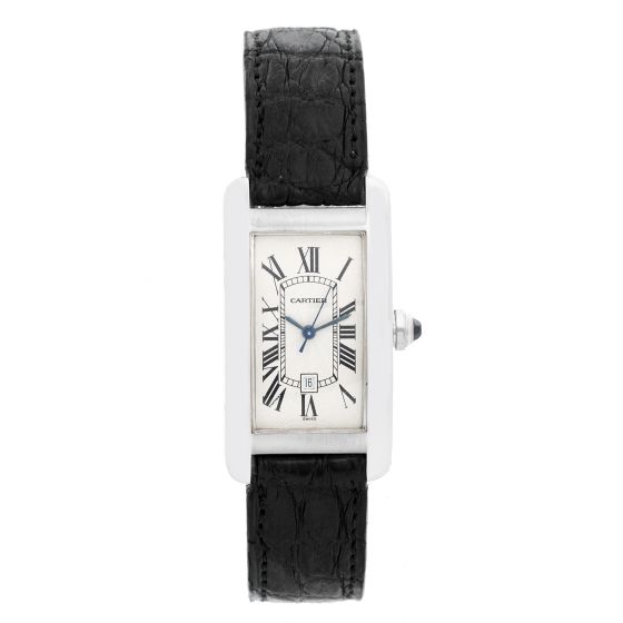 Cartier Tank Americaine 18k White Gold on a Strap Watch W26036L1 1726