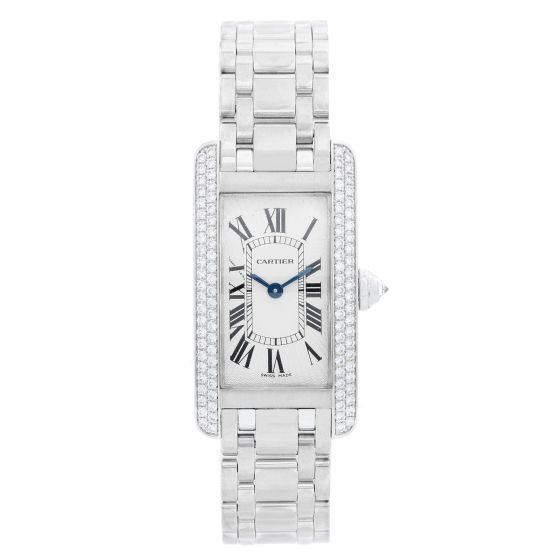 Cartier Tank Americaine 18K White Gold Diamond Watch  W26019L1