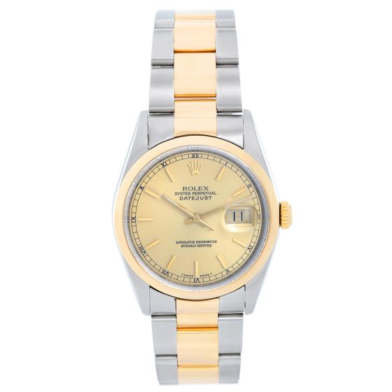 Rolex Datejust Men's 2-Tone Steel & Gold Watch Champagne Dial 16203