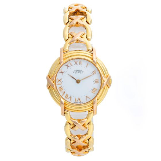Hermes 18K Yellow Gold Ruban Ladies Watch