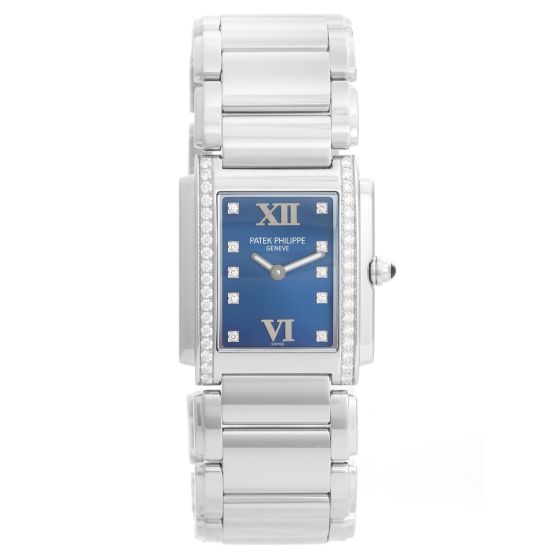 Ladies Patek Philippe Twenty-4 Watch Stainless Steel Blue Dial Watch 4910 / 10A 