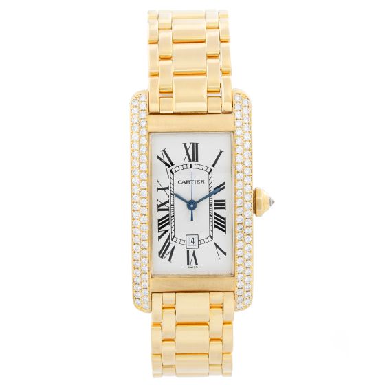 Cartier Tank Americaine Unisex 18k Gold & Diamond Watch