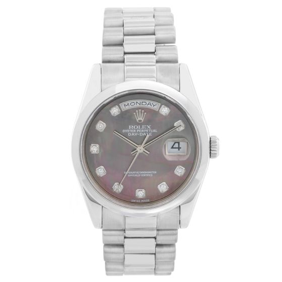 Rolex Day-Date Men's 18k White Gold Watch  Mother of Pearl Dial 118209