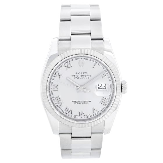 Rolex Datejust Stainless Steel Watch Silver Dial 116234 