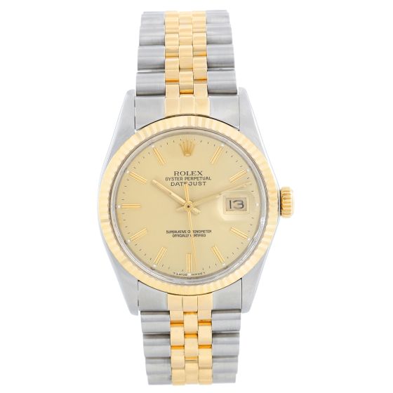 Rolex Datejust Steel & 18k Gold Men's 2-Tone Watch 16013