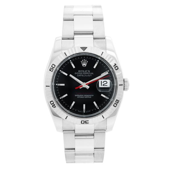 Men's Rolex Turnograph Datejust Stainless Steel Black Dial  Watch 116264