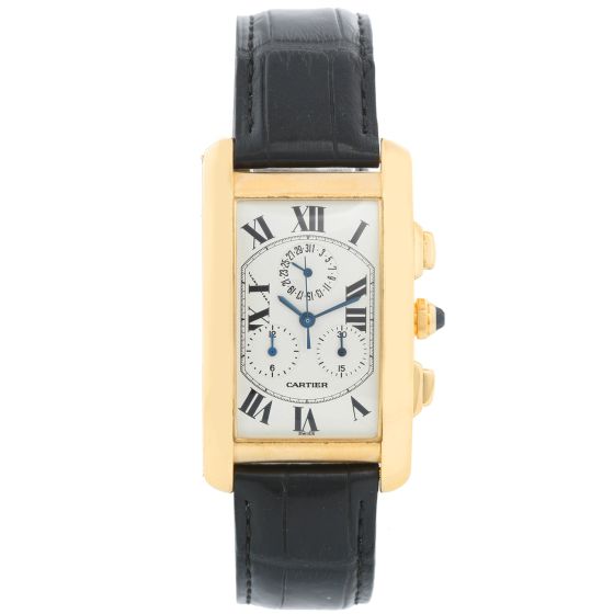 Cartier Tank Americaine  18k Yellow Gold Chronograph Watch 1730