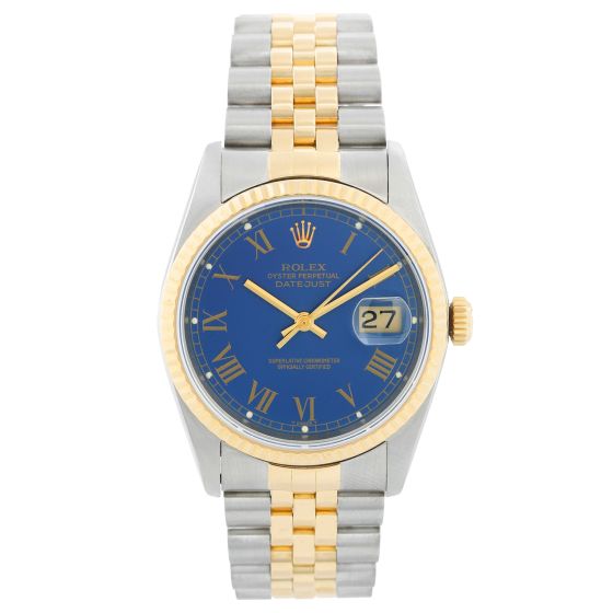 Rolex Datejust 2-Tone Men's Steel & Gold Blue Dial  Watch 16013 