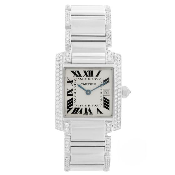 Cartier Tank Francaise 18k White Gold Ladies Watch WE1020S3 2491