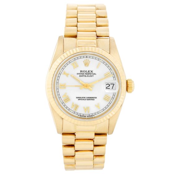 Rolex Midsize Datejust 18k Yellow Gold Watch 68278