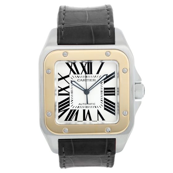 Cartier Stainless Steel and 18K Yellow Gold Santos 100 Men's Watch W20072X7 2656