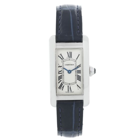 Cartier Tank Americaine Ladies Small 18k White Gold Watch W2601956 2489