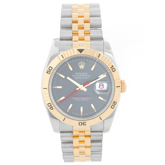 Rolex 2-Tone Turnograph Men's Steel & Gold Watch Slate Dial 116263