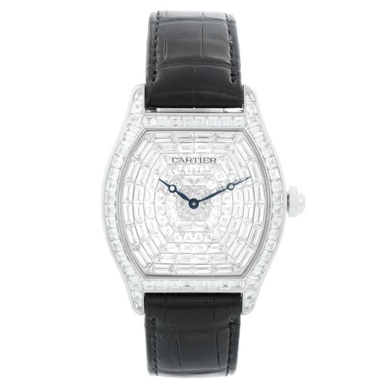 Cartier Tortue XL White Gold Diamond Dial Ladies Watch HP100502