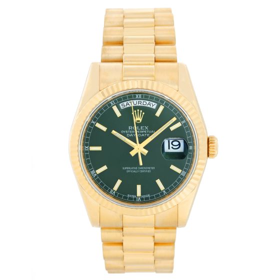 Rolex President Day-Date Men's 18k Yellow Gold Watch 118238