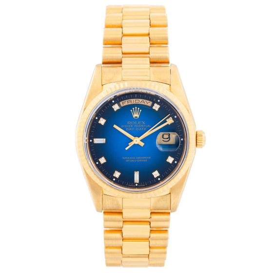 Rolex Day-Date Blue Vignette Dial President Watch 18238