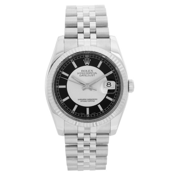 Rolex Datejust Men's Steel Watch with Black/Silver Bullseye Dial 116234