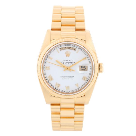 Rolex President Day-Date Men's Watch 18038 White Roman Dial