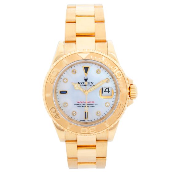 Rolex Yacht-Master Men's 18k Yellow Gold Watch Mother of Pearl 16628